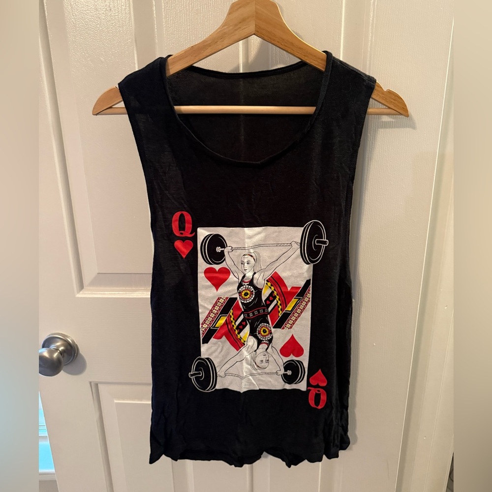 Black Sleeveless Graphic Tank Top